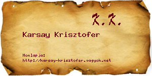 Karsay Krisztofer névjegykártya
